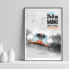 Mockup2 Poster008 - Collector's edition posters of most beautiful historic race cars in the world - Porsche 917 chassis number 004 began its sports career on June 1, 1969 at the 1000 km of the Nürburgring with an honest 8th place on this unfavorable track driven by David Piper and Frank Gardner. For the 1970 season, it was converted to "K" specifications and was acquired by the Gulf team. It was very severely damaged for its first outing under the Brands Hatch deluge and was rebuilt with the reserve chassis 017. For the 24 hours of Le Mans, Jo Siffert signs the 3rd time during the second practice session conceding only 1 "3 to Vic Elford. The Swiss was given by John Wyer a role in which he excels: that of Siffert took off in a rush, but in the straight line Elford, helped by the best top speed of his 917 "long queue", took first place and on the first pass he was 3 "ahead. Faster in traffic and in winding parts, Jo Siffert and the Porsche n ° 20 take the lead firmly from the second refueling. History : See wikipedia article All orders of minimum 100 € are FREE DELIVERED ALL AROUND THE WORLD