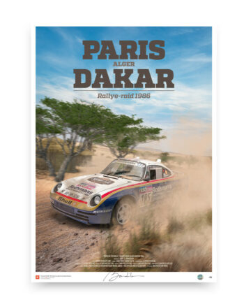 affiche porsche 959 Dakar