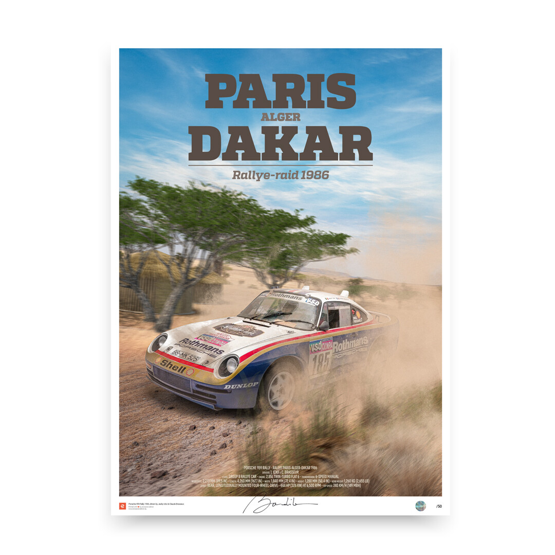 affiche porsche 959 Dakar