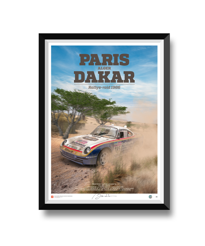 affiche porsche 959 Dakar