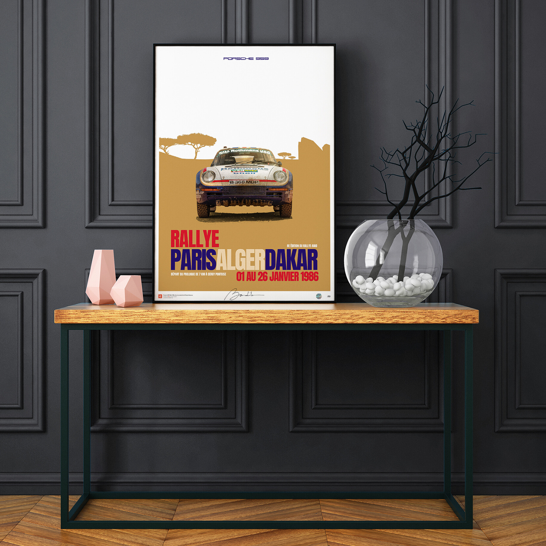 Poster038 Mockup MurNoir - Collector's edition posters of most beautiful historic race cars in the world -