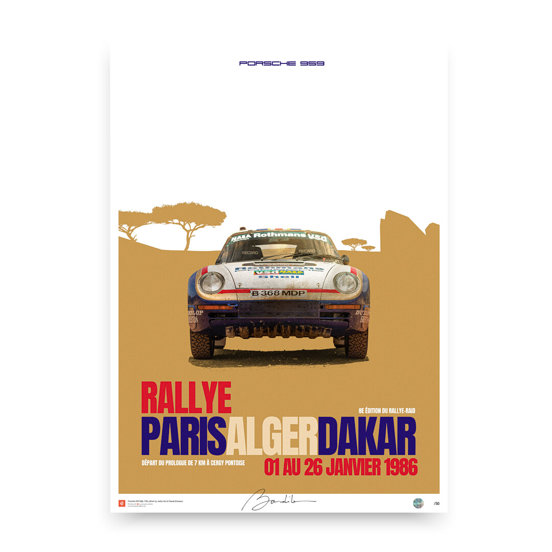 affiche porsche 959 Dakar