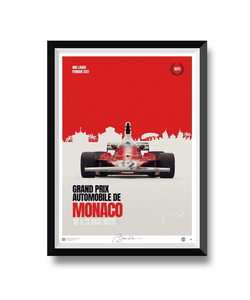 affiche ferrari 312 t monaco 1975 niki lauda