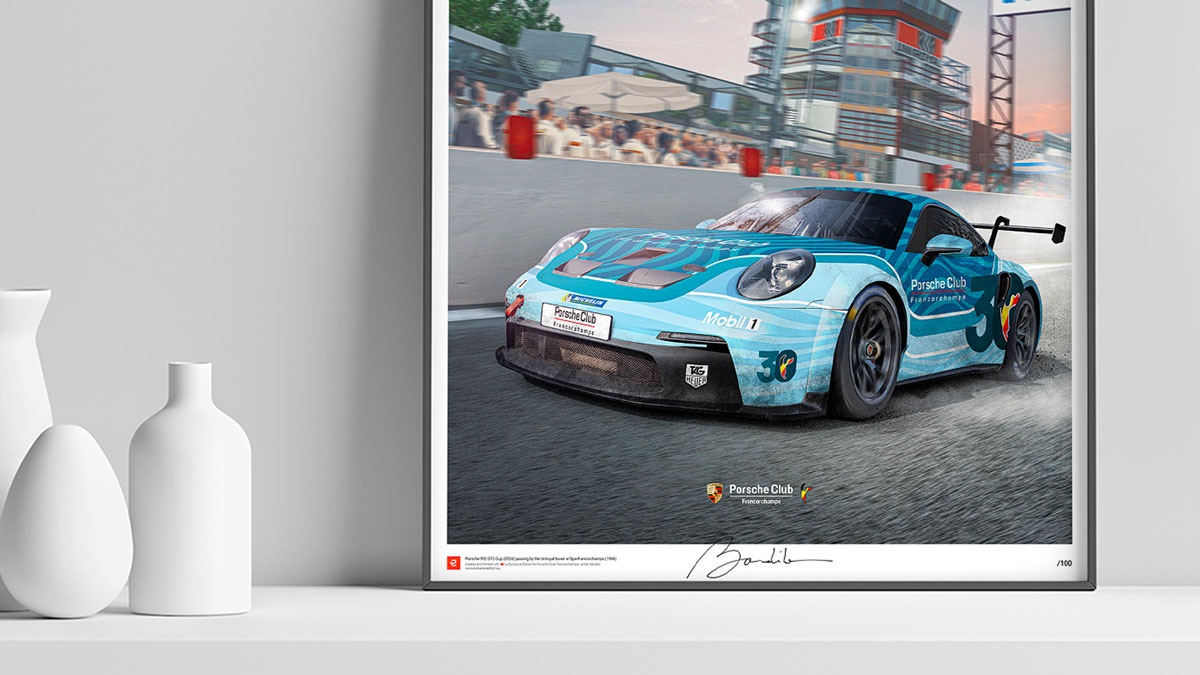 porscheFrancorchamps - Porsche Ford Ferrari Audi BMW Jaguar Renault Automotive Fine Art Prints Poster -